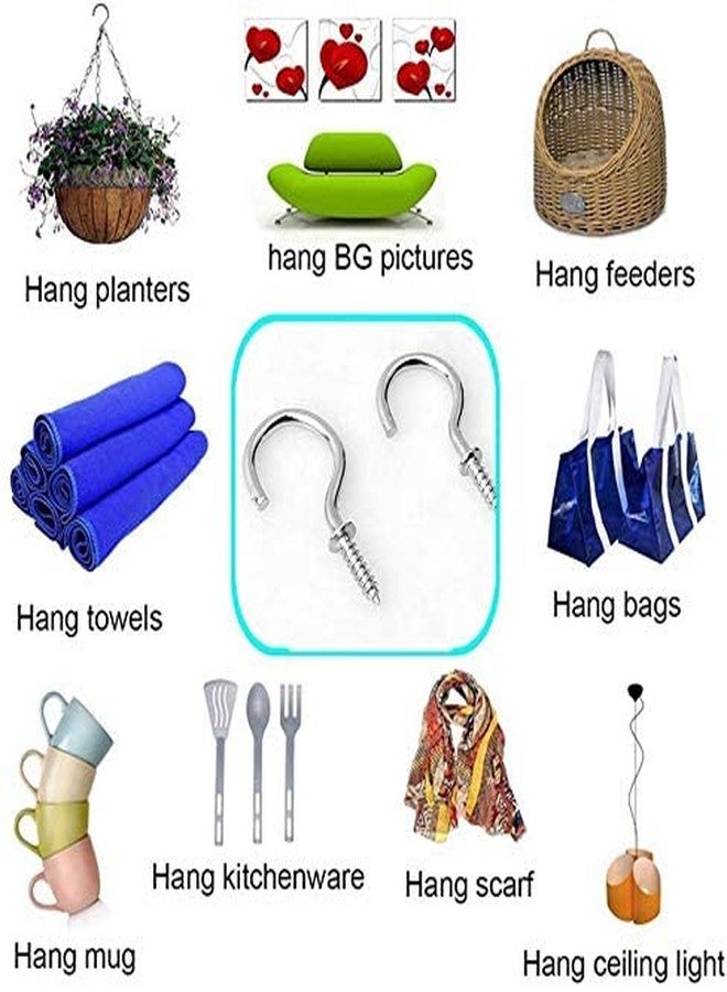 SASALES Steel Cup Ceiling Hooks Holder Heavy Duty J Hook. (1Inch) - Pack of 10 Pcs - Image 5